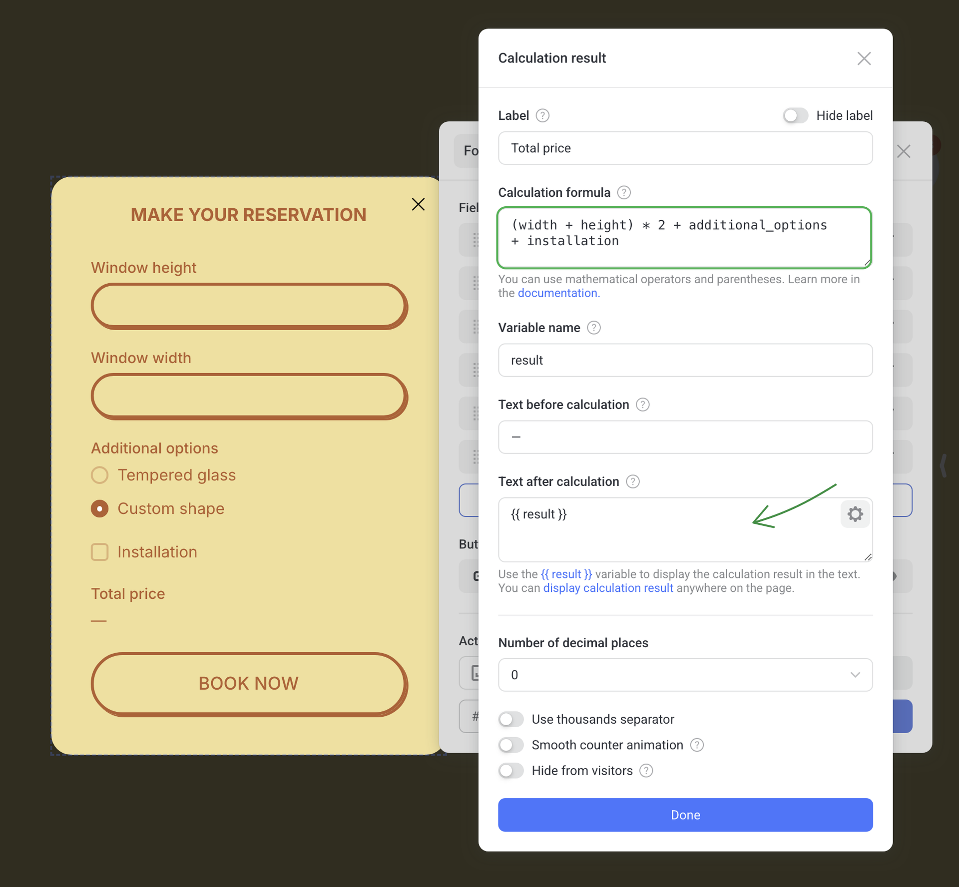 How to add a calculator to your form. Step 4