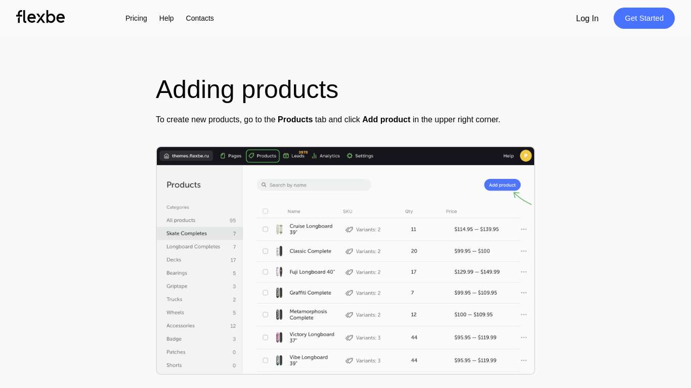 Adding products