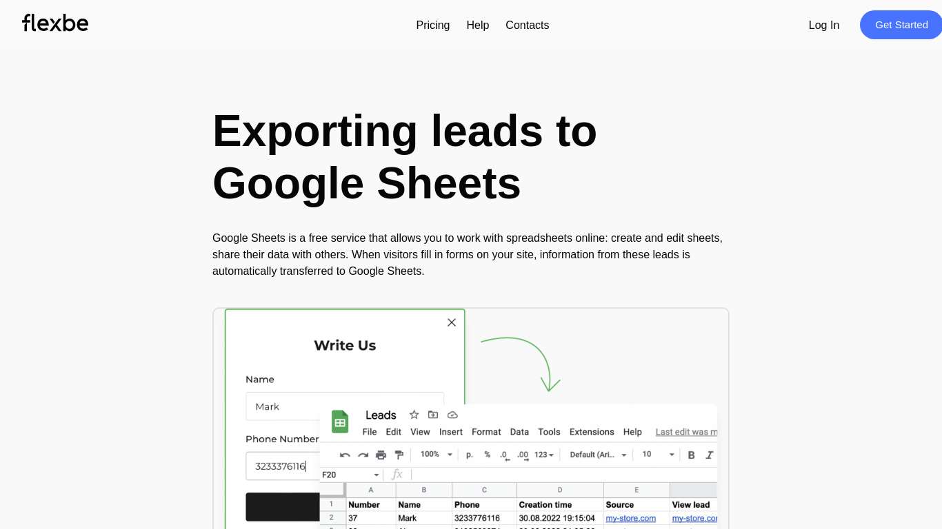 Exporting leads to Google Sheets