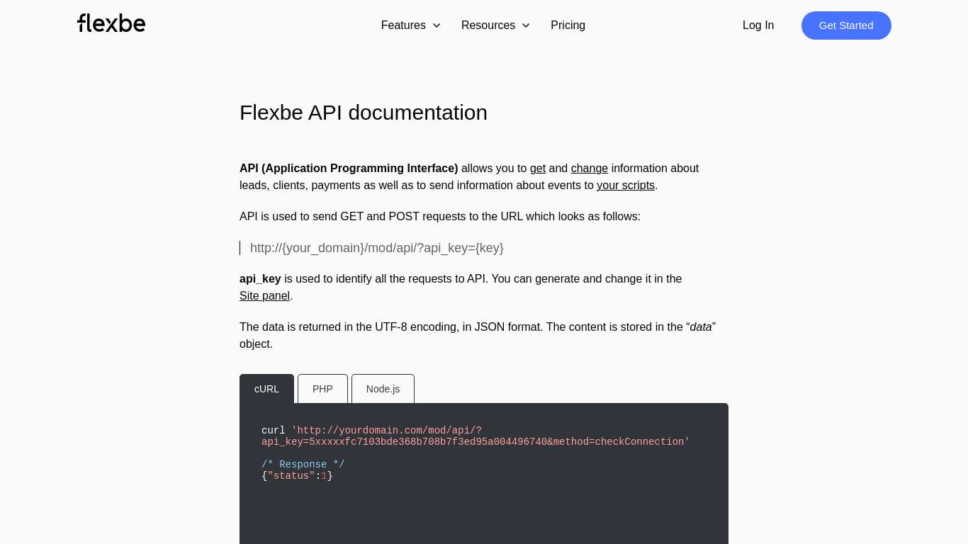 Flexbe API documentation